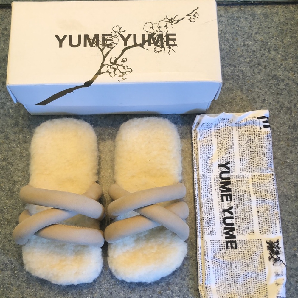 YUME YUME Rare Genuine Shearling Slides Made in Portugal